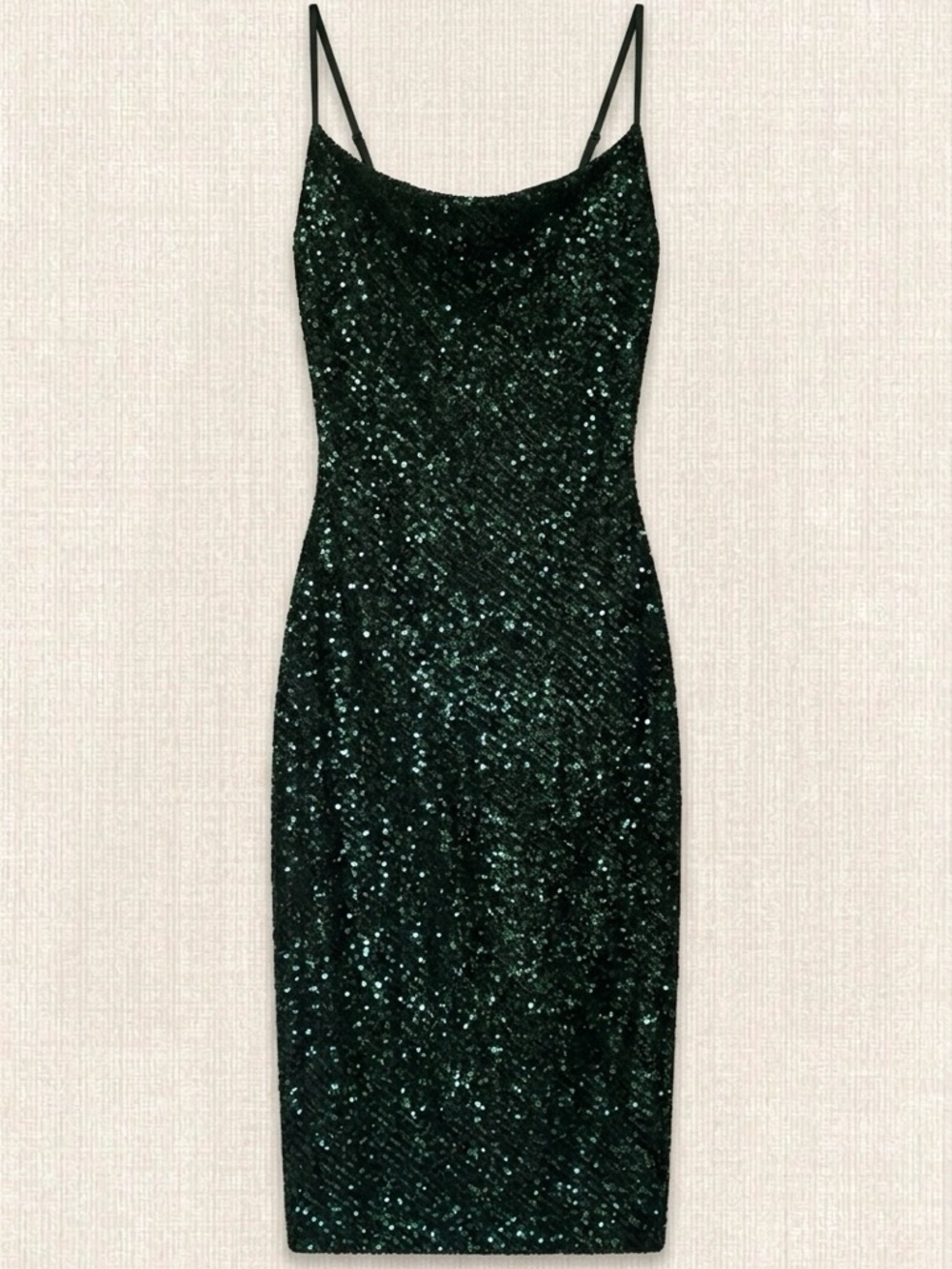 Green Sequin Slip Dress with Spaghetti Straps